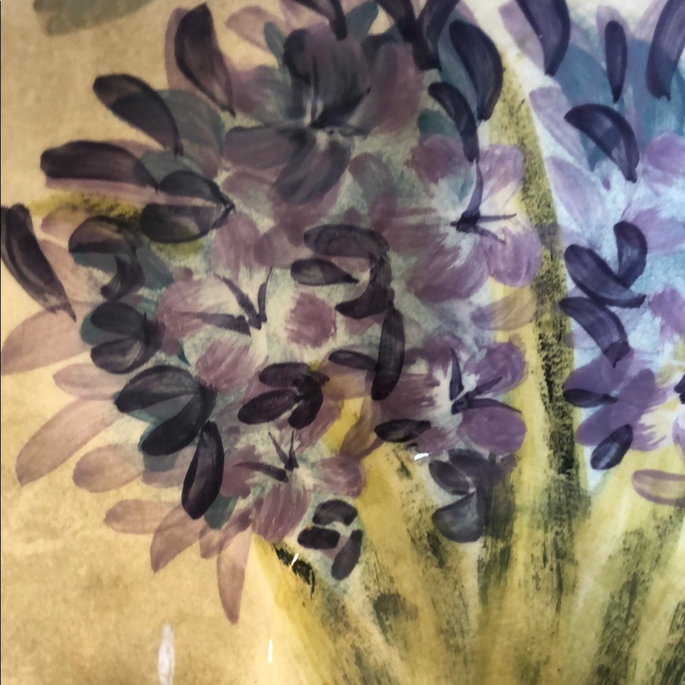 Purple and Green Ceramic Art Bowl with Floral Design Hydrangea - Picture 6 of 8
